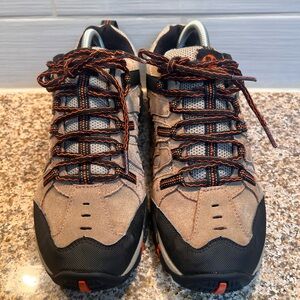 Merrell Men's Tan and Black Trail Runners with Orange Accents